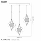Diyas - Amano Round 3 Light Pendant - Luminosity Designs Ltd