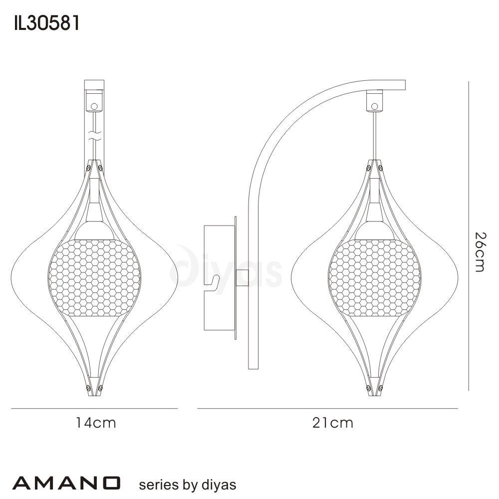 Diyas - Amano Wall Lamp - PRE ORDERS ONLY DUE FEB - Luminosity Designs Ltd