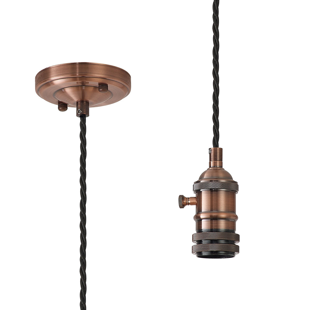 Luminosity Designs Ltd - Amber 11cm Switched Pendant Light (FRAME ONLY) 1.5m, 1 x E27, 3 Core Twisted Braided Cable - Luminosity Designs Ltd