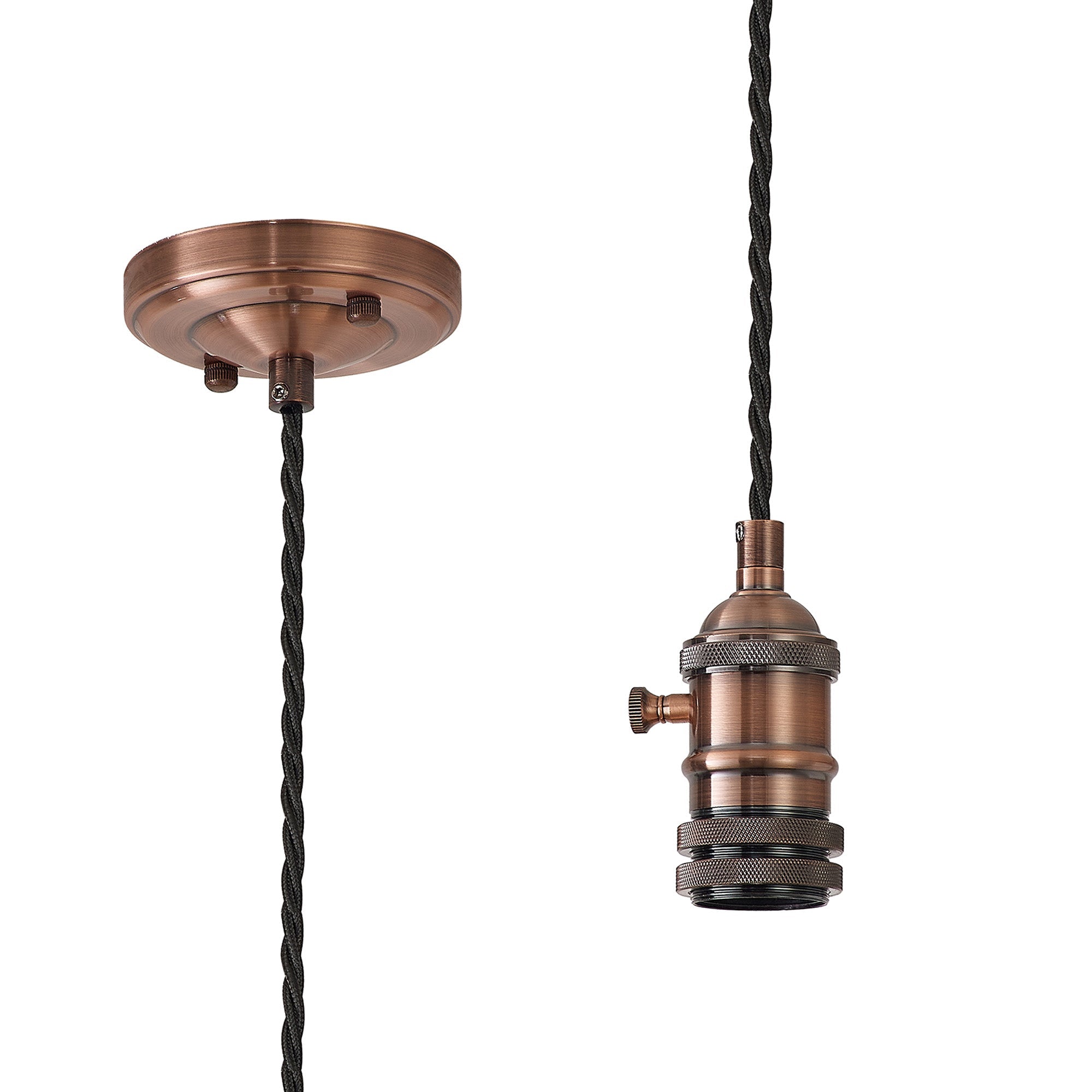 Luminosity Designs Ltd - Amber 11cm Switched Pendant Light (FRAME ONLY) 1.5m, 1 x E27, 3 Core Twisted Braided Cable - Luminosity Designs Ltd