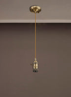 Luminosity Designs Ltd - Amber 11cm Switched Pendant Light (FRAME ONLY) 1.5m, 1 x E27, Antique Brass / Golden Brown STRAIGHT Braided 2 Core Cable - Luminosity Designs Ltd