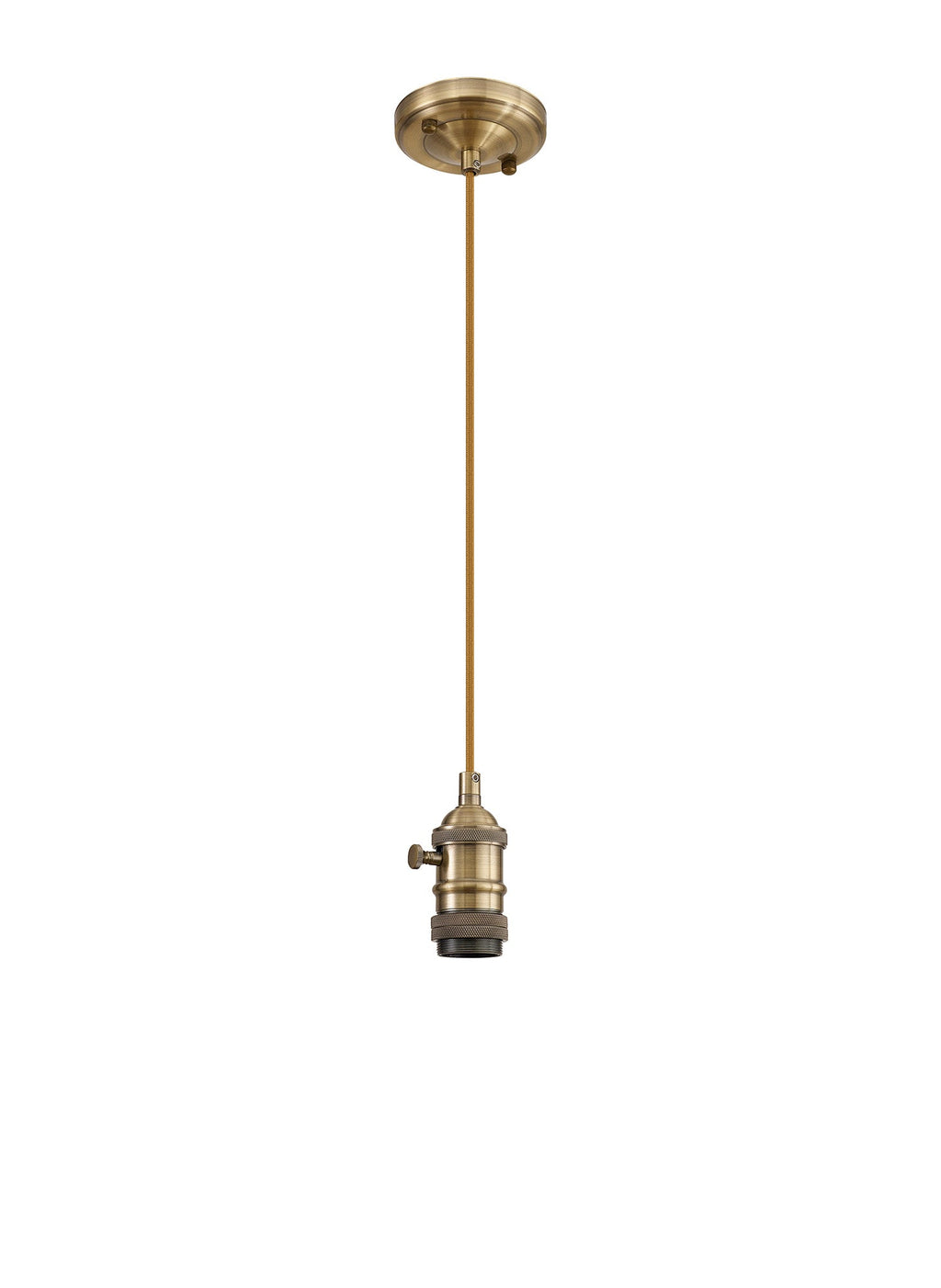 Luminosity Designs Ltd - Amber 11cm Switched Pendant Light (FRAME ONLY) 1.5m, 1 x E27, Antique Brass / Golden Brown STRAIGHT Braided 2 Core Cable - Luminosity Designs Ltd