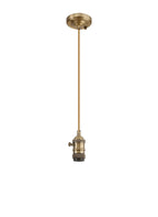 Luminosity Designs Ltd - Amber 11cm Switched Pendant Light (FRAME ONLY) 1.5m, 1 x E27, Antique Brass / Golden Brown STRAIGHT Braided 2 Core Cable - Luminosity Designs Ltd