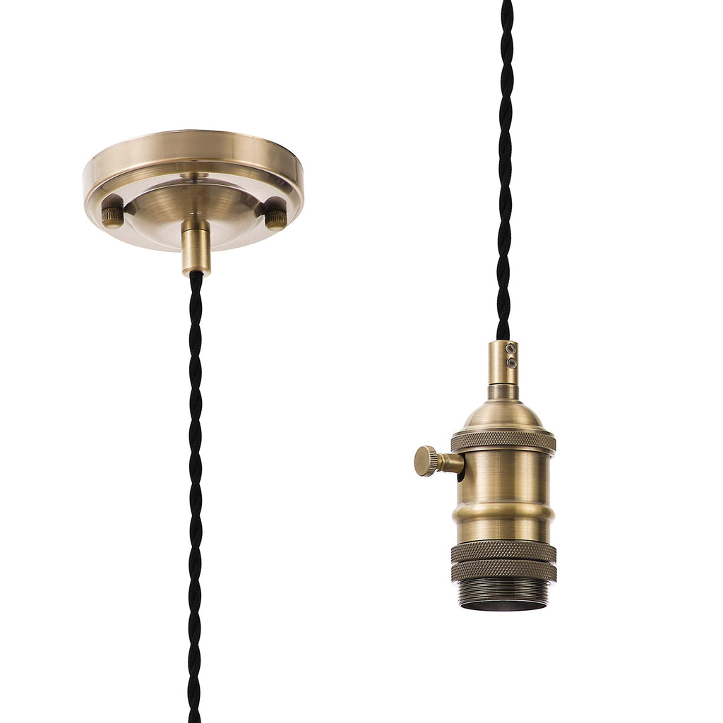 Luminosity Designs Ltd - Amber 11cm Switched Pendant Light (FRAME ONLY) 1.5m, 1 x E27,Twisted Braided 2 Core Cable - Luminosity Designs Ltd