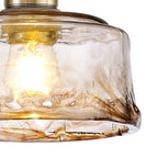 Luminosity Designs Ltd - Amber 17cm Switched Pendant 1.5m, 1 x E27, Antique Brass With Straight Braided Cable / Brown Bowl Glass - Luminosity Designs Ltd