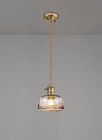 Luminosity Designs Ltd - Amber 17cm Switched Pendant 1.5m, 1 x E27, Antique Brass With Straight Braided Cable / Brown Bowl Glass - Luminosity Designs Ltd