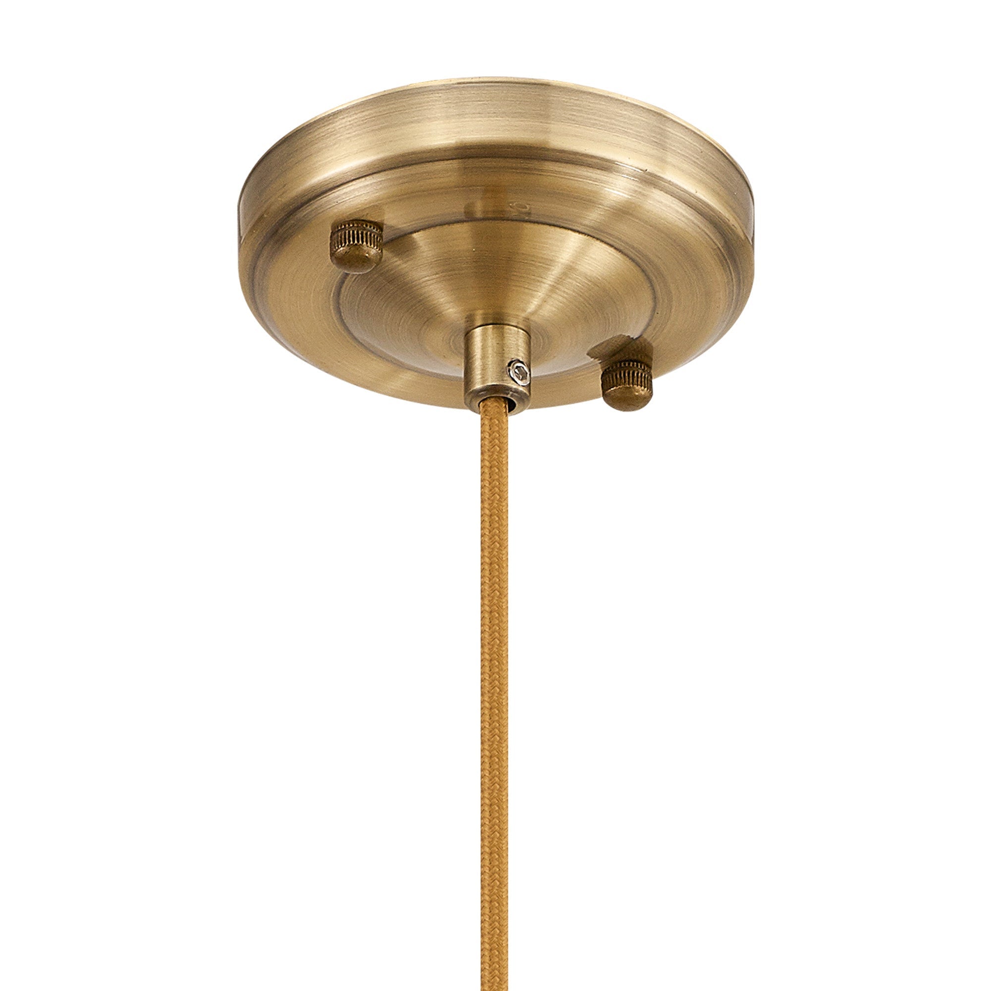 Luminosity Designs Ltd - Amber 17cm Switched Pendant 1.5m, 1 x E27, Antique Brass With Straight Braided Cable / Brown Bowl Glass - Luminosity Designs Ltd