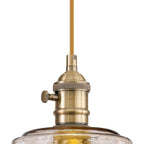 Luminosity Designs Ltd - Amber 17cm Switched Pendant 1.5m, 1 x E27, Antique Brass With Straight Braided Cable / Brown Bowl Glass - Luminosity Designs Ltd