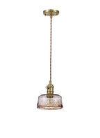 Luminosity Designs Ltd - Amber 17cm Switched Pendant 1.5m, 1 x E27, Twisted Cable / Brown Bowl Glass Inc Bulb - Luminosity Designs Ltd