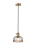 Luminosity Designs Ltd - Amber 17cm Switched Pendant 1.5m, 1 x E27, Twisted Cable / Brown Bowl Glass Inc Bulb - Luminosity Designs Ltd