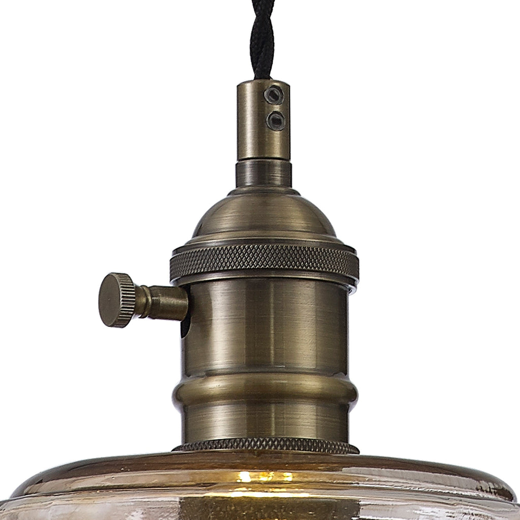 Luminosity Designs Ltd - Amber 17cm Switched Pendant 1.5m, 1 x E27, Twisted Cable / Brown Bowl Glass Inc Bulb - Luminosity Designs Ltd