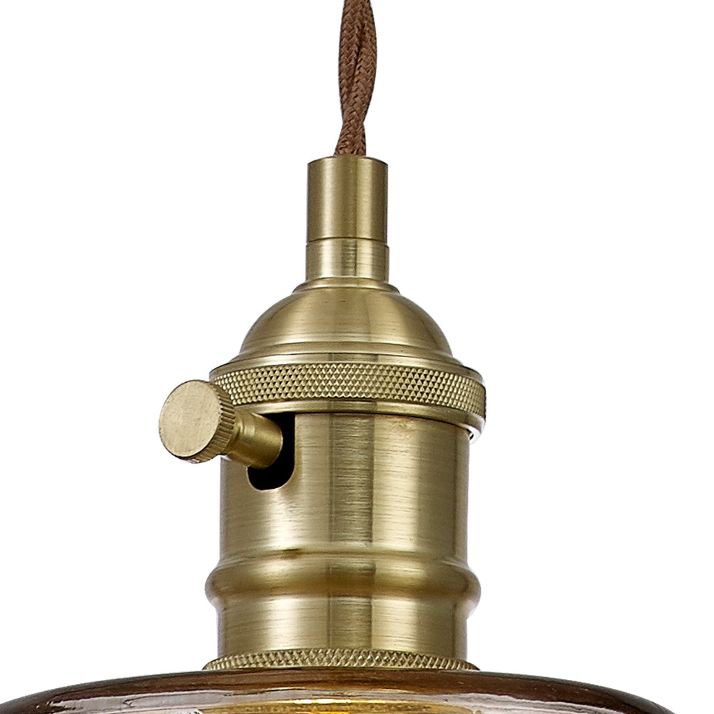 Luminosity Designs Ltd - Amber 17cm Switched Pendant 1.5m, 1 x E27, Twisted Cable / Brown Bowl Glass Inc Bulb - Luminosity Designs Ltd