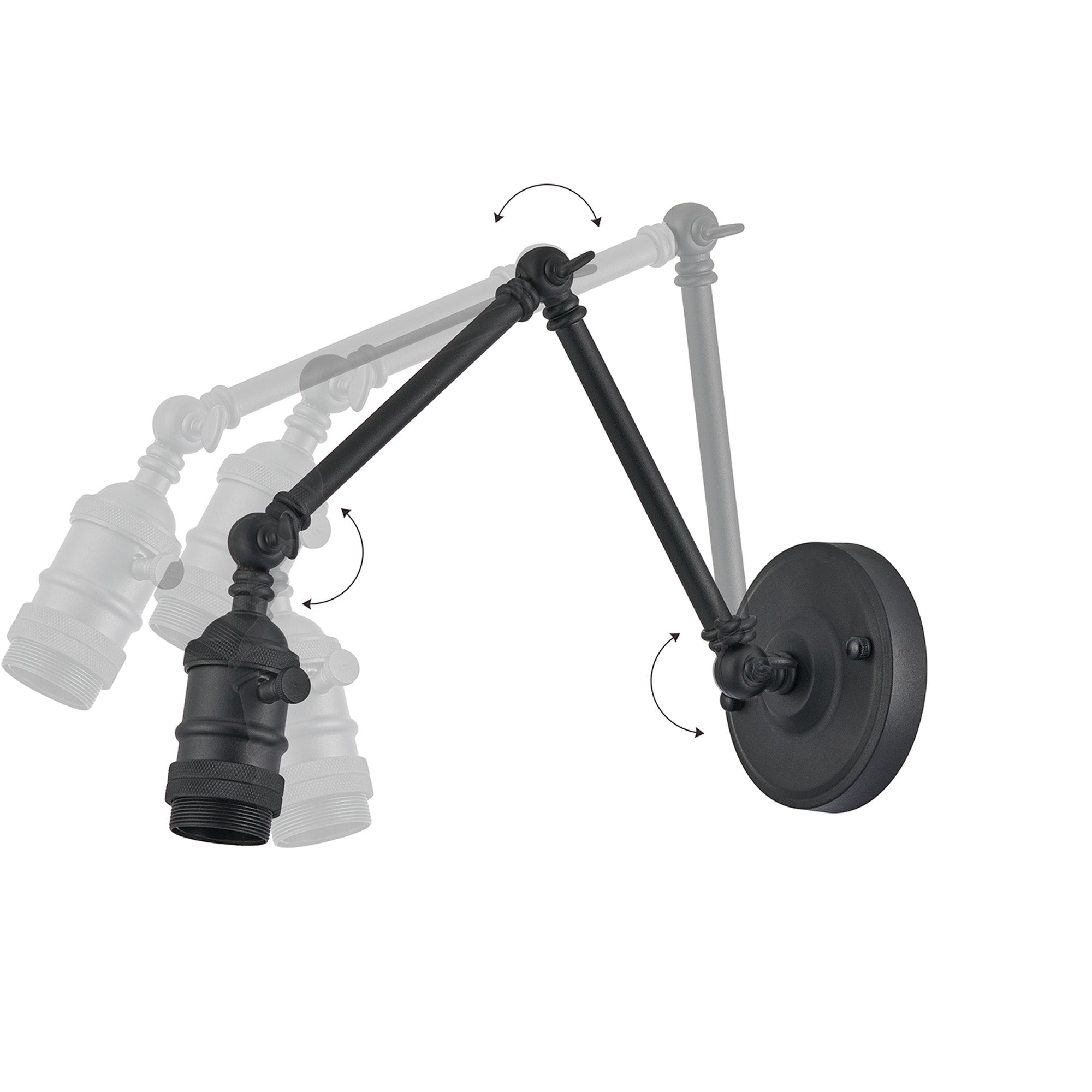 Luminosity Designs Ltd - Amber Adjustable Wall Lamp Switched (FRAME ONLY, NO SHADE), 1 x E27 - Luminosity Designs Ltd