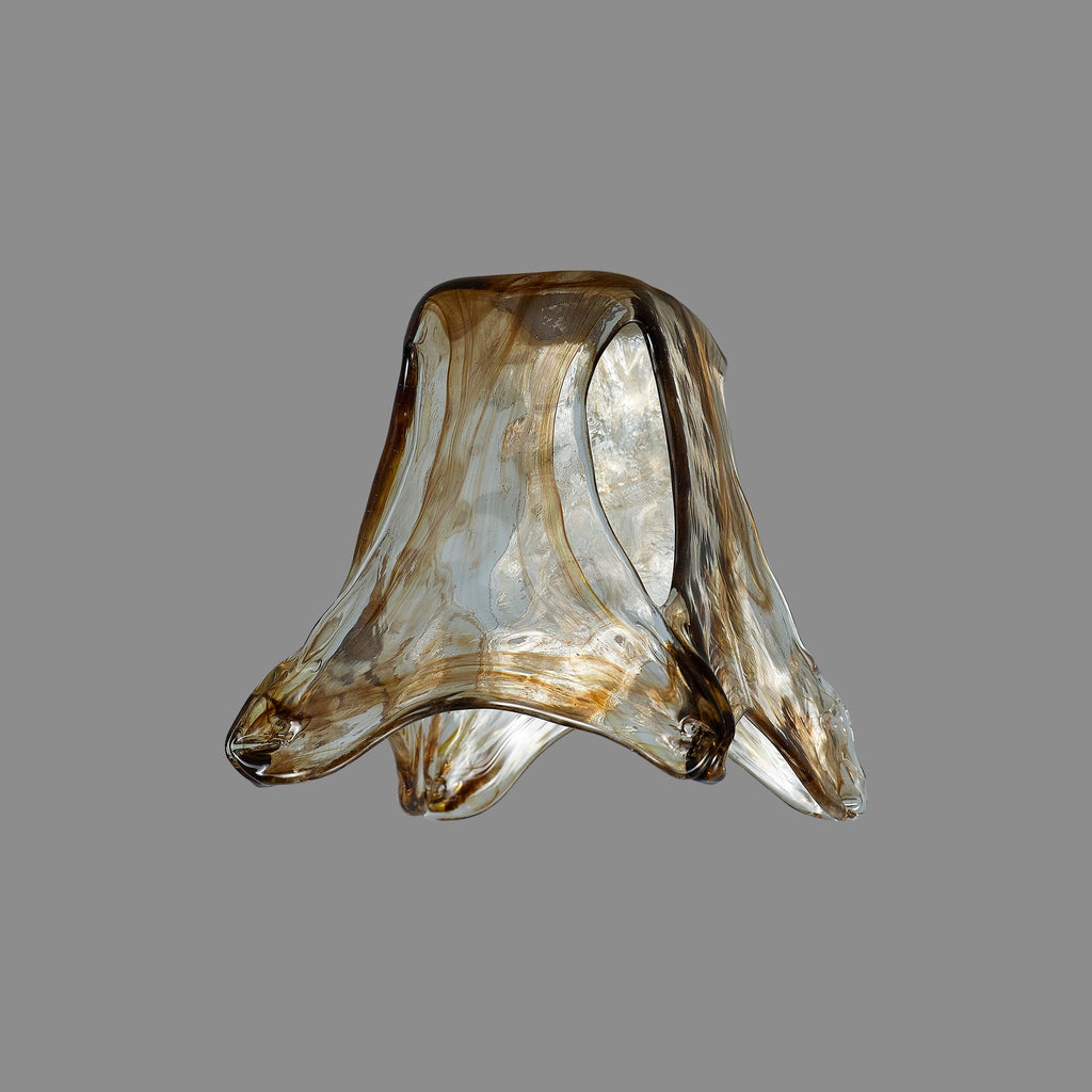 Luminosity Designs Ltd - Amber Flower Cloudy Glass Shade (C), Brown / Clear, E27 hole - Luminosity Designs Ltd