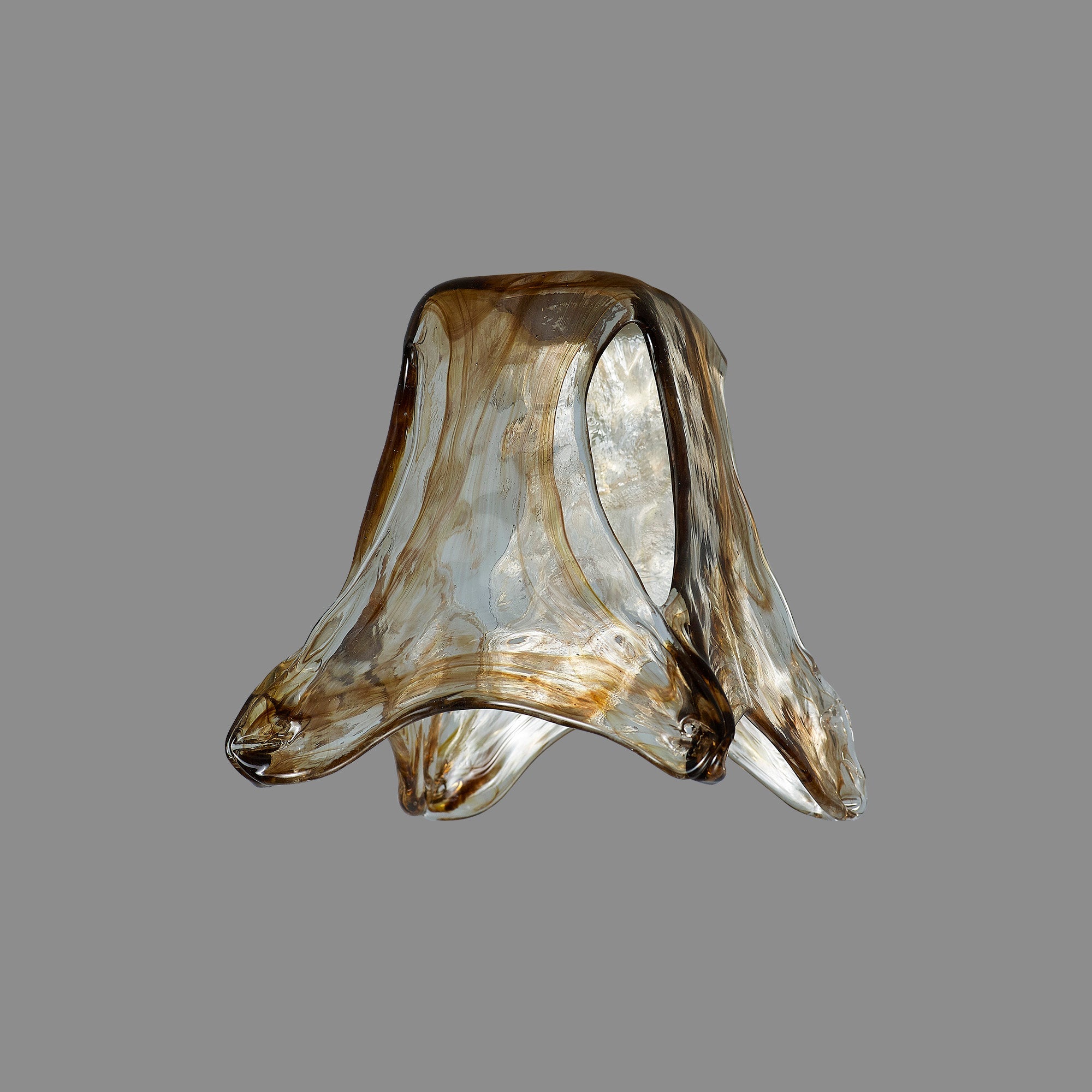 Luminosity Designs Ltd - Amber Flower Cloudy Glass Shade (C), Brown / Clear, E27 hole - Luminosity Designs Ltd