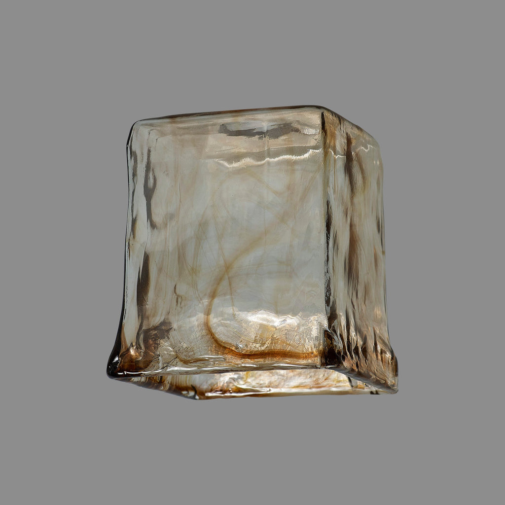Luminosity Designs Ltd - Amber Square Cloudy Glass Shade (B), Brown / Clear, E27 - Luminosity Designs Ltd