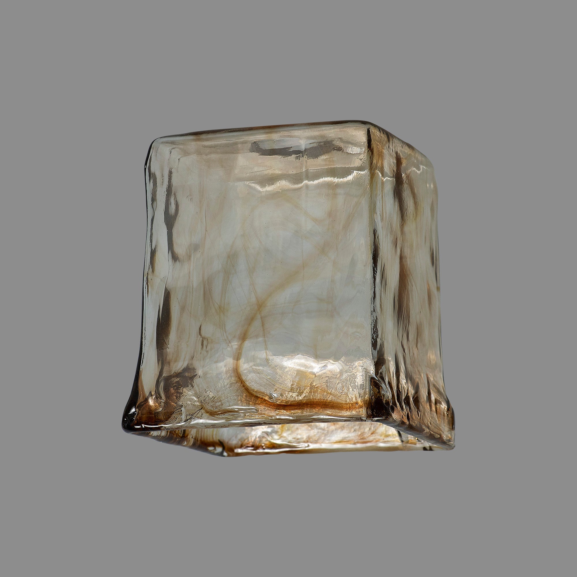 Luminosity Designs Ltd - Amber Square Cloudy Glass Shade (B), Brown / Clear, E27 - Luminosity Designs Ltd