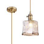 Luminosity Designs Ltd - Amber Switched Pendant 1.5m, 1 x E27, Antique Brass / Golden Brown Braided Cable / Brown Square Glass - Luminosity Designs Ltd