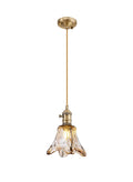 Luminosity Designs Ltd - Amber Switched Pendant 1.5m, 1 x E27, Antique Brass With Straight Braided Brown Flower Glass - Luminosity Designs Ltd