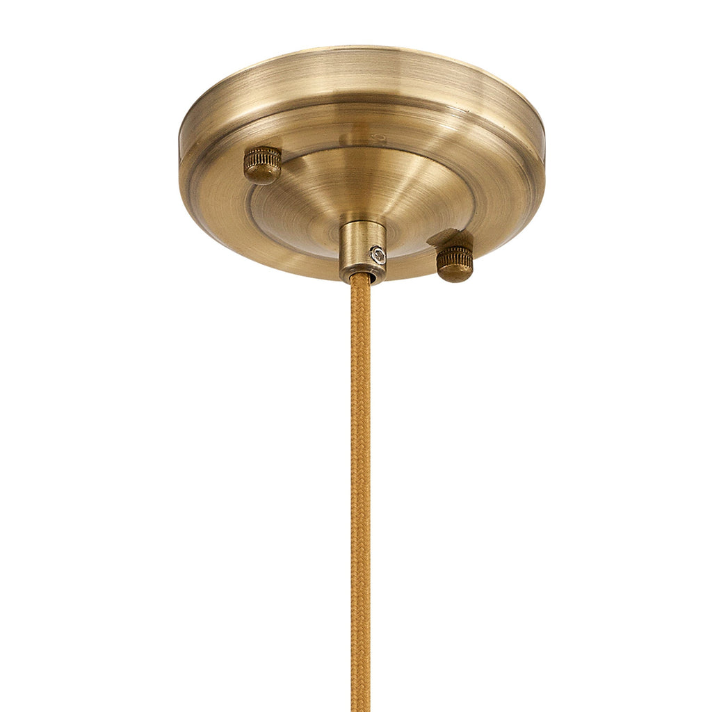 Luminosity Designs Ltd - Amber Switched Pendant 1.5m, 1 x E27, Antique Brass With Straight Braided Brown Flower Glass - Luminosity Designs Ltd