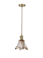 Luminosity Designs Ltd - Amber Switched Pendant 1.5m, 1 x E27, Twisted Cable / Brown Flower Glass - Luminosity Designs Ltd