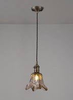 Luminosity Designs Ltd - Amber Switched Pendant 1.5m, 1 x E27, Twisted Cable / Brown Flower Glass - Luminosity Designs Ltd