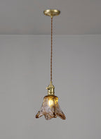 Luminosity Designs Ltd - Amber Switched Pendant 1.5m, 1 x E27, Twisted Cable / Brown Flower Glass - Luminosity Designs Ltd