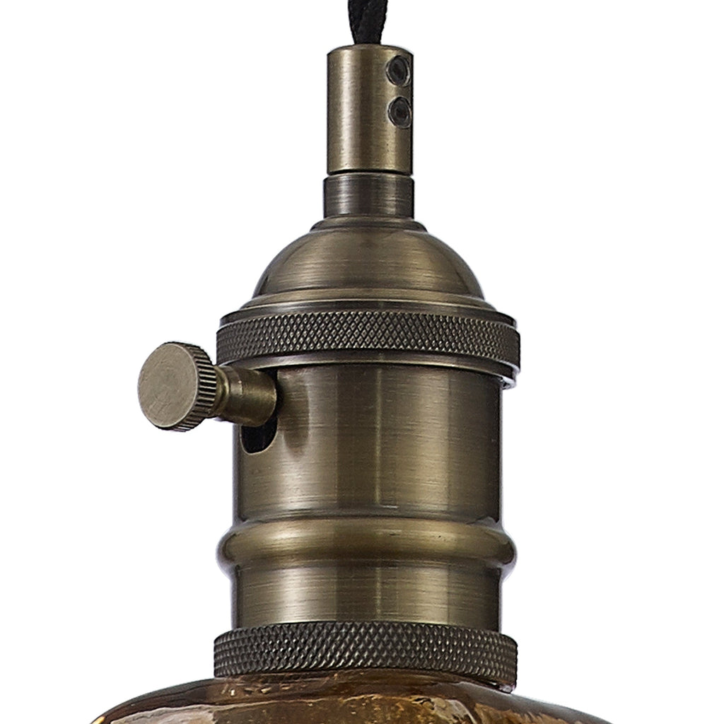 Luminosity Designs Ltd - Amber Switched Pendant 1.5m, 1 x E27, Twisted Cable / Brown Flower Glass - Luminosity Designs Ltd