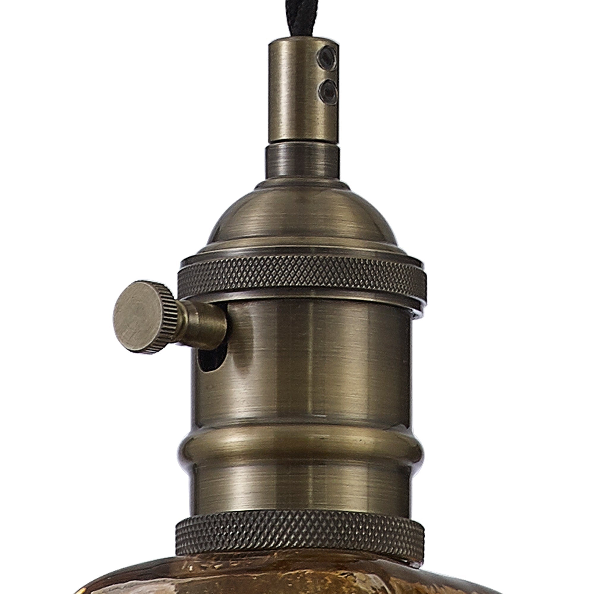 Luminosity Designs Ltd - Amber Switched Pendant 1.5m, 1 x E27, Twisted Cable / Brown Flower Glass - Luminosity Designs Ltd