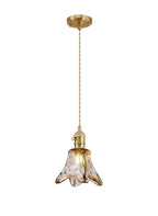 Luminosity Designs Ltd - Amber Switched Pendant 1.5m, 1 x E27, Twisted Cable / Brown Flower Glass - Luminosity Designs Ltd