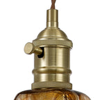 Luminosity Designs Ltd - Amber Switched Pendant 1.5m, 1 x E27, Twisted Cable / Brown Flower Glass - Luminosity Designs Ltd
