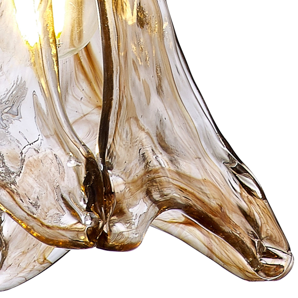 Luminosity Designs Ltd - Amber Switched Pendant 1.5m, 1 x E27, Twisted Cable / Brown Flower Glass - Luminosity Designs Ltd