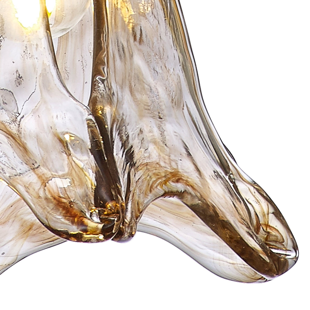 Luminosity Designs Ltd - Amber Switched Pendant 1.5m, 1 x E27, Twisted Cable / Brown Flower Glass - Luminosity Designs Ltd