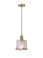 Luminosity Designs Ltd - Amber Switched Pendant 1.5m, 1 x E27, Twisted Cable / Brown Square Glass - Luminosity Designs Ltd