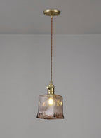 Luminosity Designs Ltd - Amber Switched Pendant 1.5m, 1 x E27, Twisted Cable / Brown Square Glass - Luminosity Designs Ltd