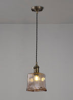 Luminosity Designs Ltd - Amber Switched Pendant 1.5m, 1 x E27, Twisted Cable / Brown Square Glass - Luminosity Designs Ltd