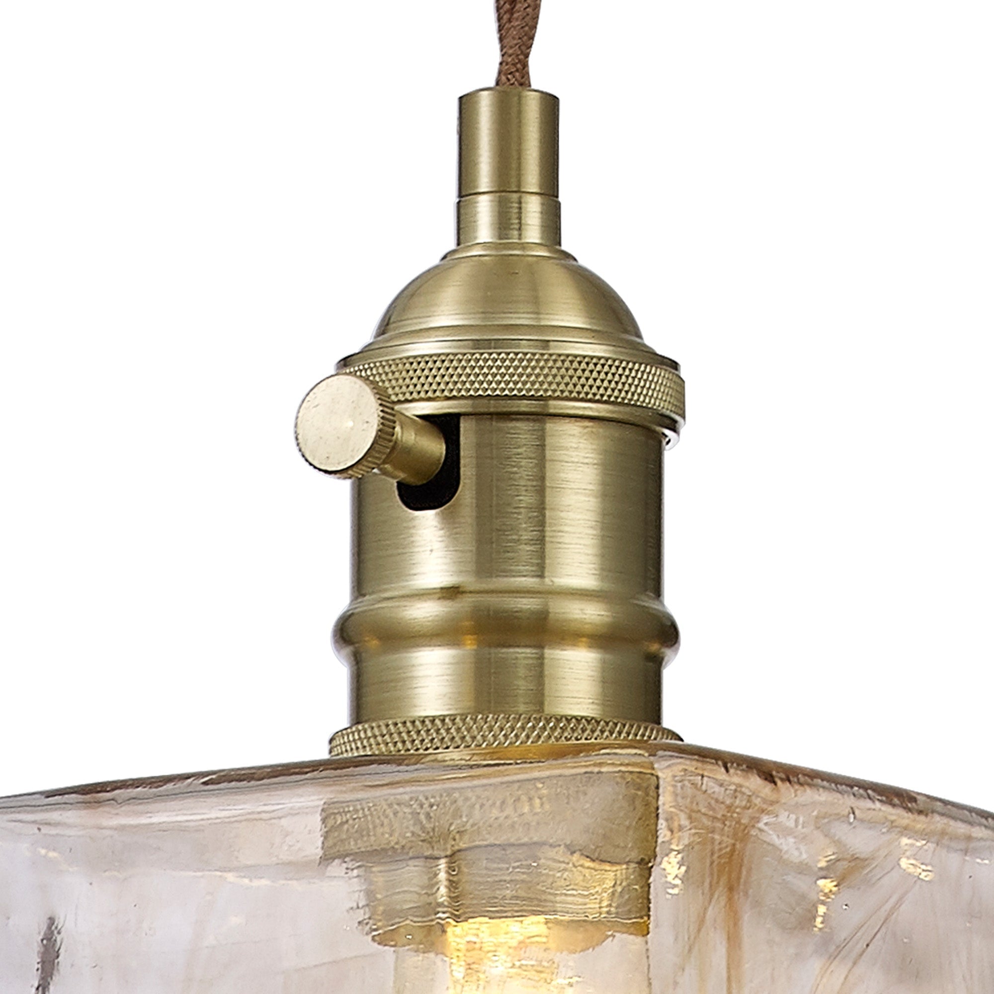 Luminosity Designs Ltd - Amber Switched Pendant 1.5m, 1 x E27, Twisted Cable / Brown Square Glass - Luminosity Designs Ltd