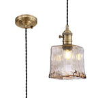 Luminosity Designs Ltd - Amber Switched Pendant 1.5m, 1 x E27, Twisted Cable / Brown Square Glass - Luminosity Designs Ltd