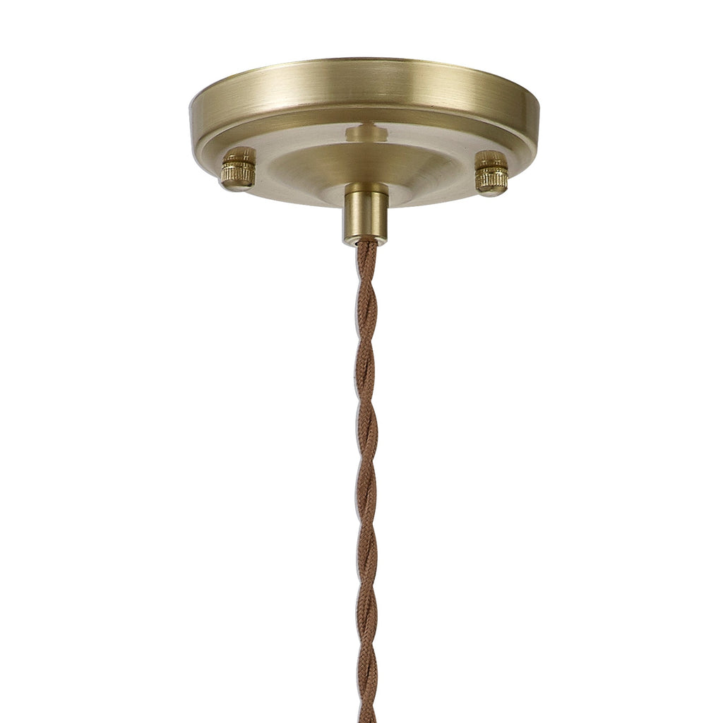 Luminosity Designs Ltd - Amber Switched Pendant 1.5m, 1 x E27, Twisted Cable / Brown Square Glass - Luminosity Designs Ltd