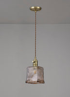 Luminosity Designs Ltd - Amber Switched Pendant 1.5m, 1 x E27, Twisted Cable / Brown Square Glass - Luminosity Designs Ltd