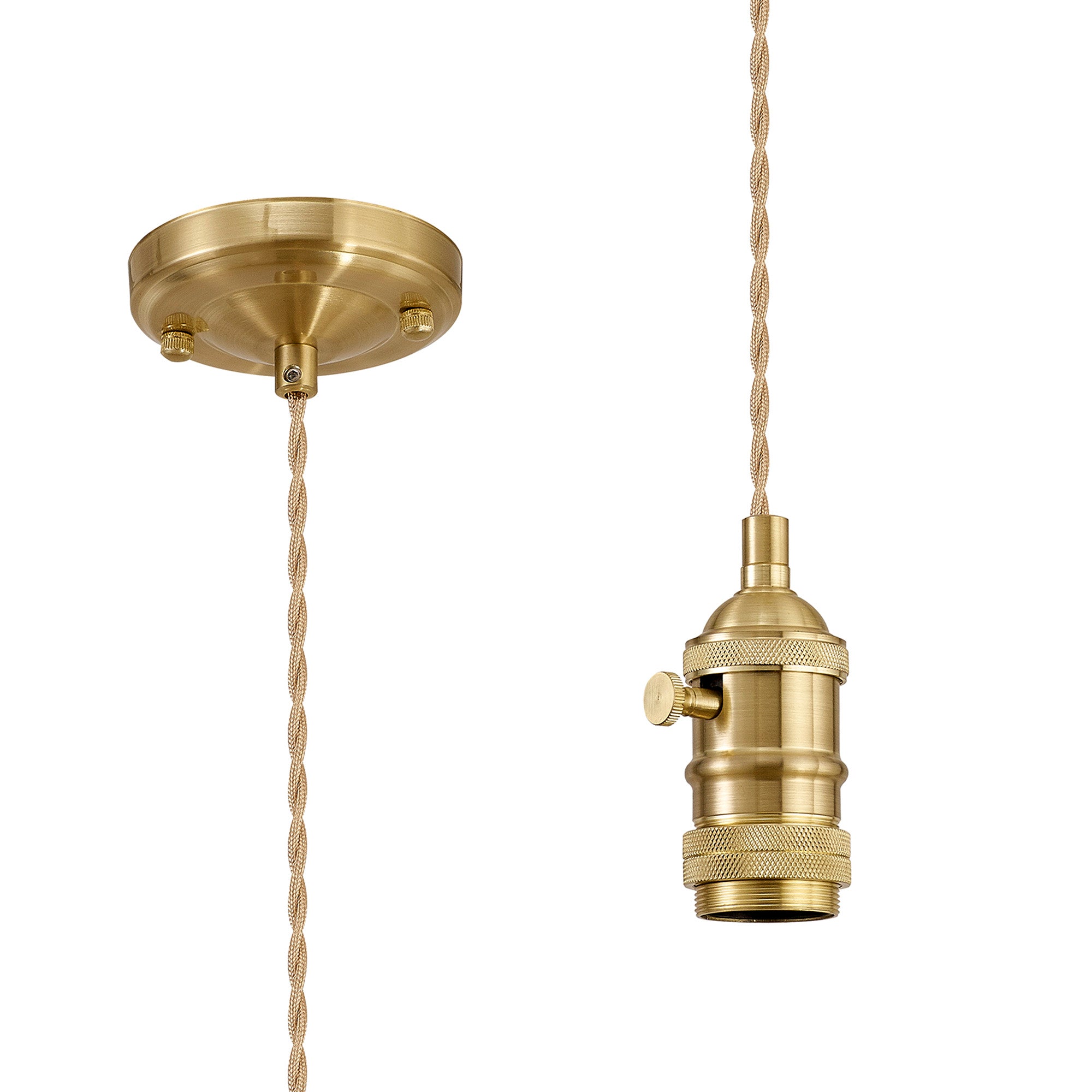 Amber 11cm Switched Pendant Light (FRAME ONLY) 1.5m, 1 x E27,Twisted Braided 2 Core Cable