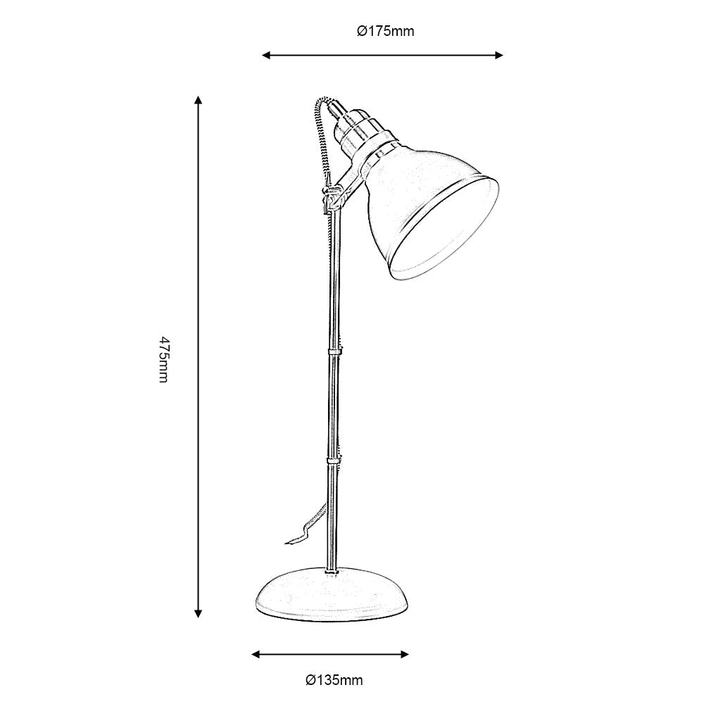 Oaks Lighting - Amka Vintage Cream Desk Lamp with Inline Switch 1x E14 - Luminosity Designs Ltd