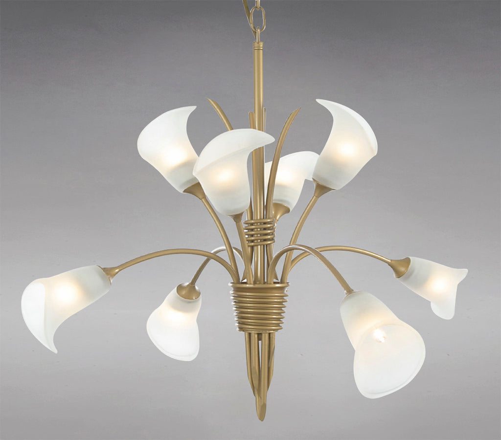 Diyas - Ancona Pendant in Satin Gold With Frosted Lily Shaped Shades (Diyas IL10032) - Luminosity Designs Ltd
