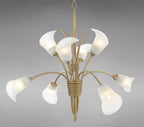 Diyas - Ancona Pendant in Satin Gold With Frosted Lily Shaped Shades (Diyas IL10032) - Luminosity Designs Ltd