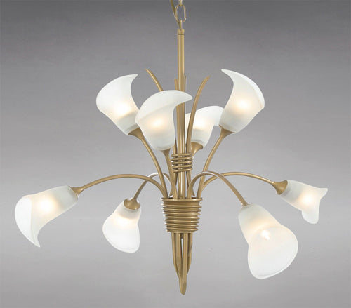 Diyas - Ancona Pendant in Satin Gold With Frosted Lily Shaped Shades (Diyas IL10032) - Luminosity Designs Ltd