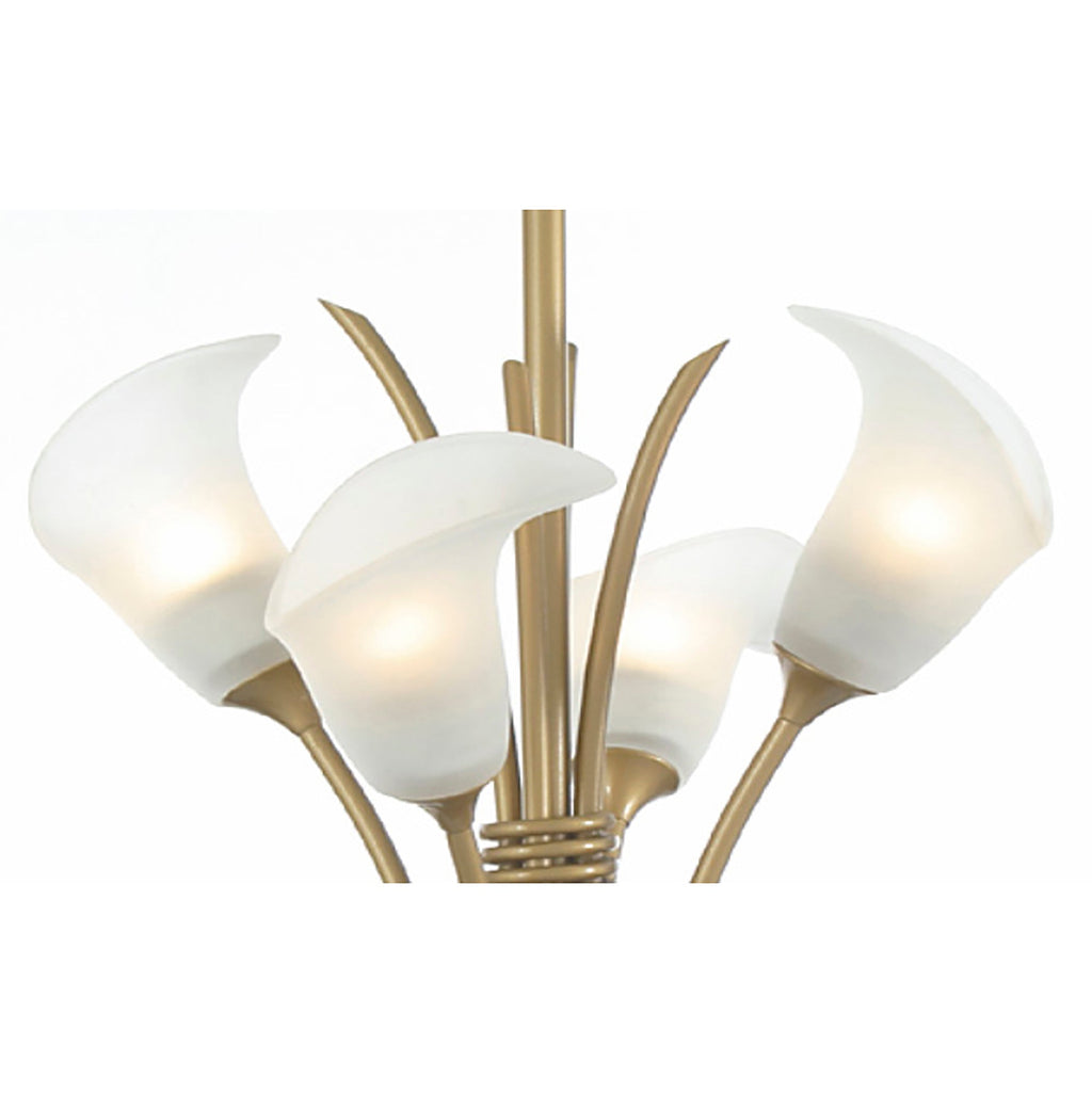 Diyas - Ancona Pendant in Satin Gold With Frosted Lily Shaped Shades (Diyas IL10032) - Luminosity Designs Ltd