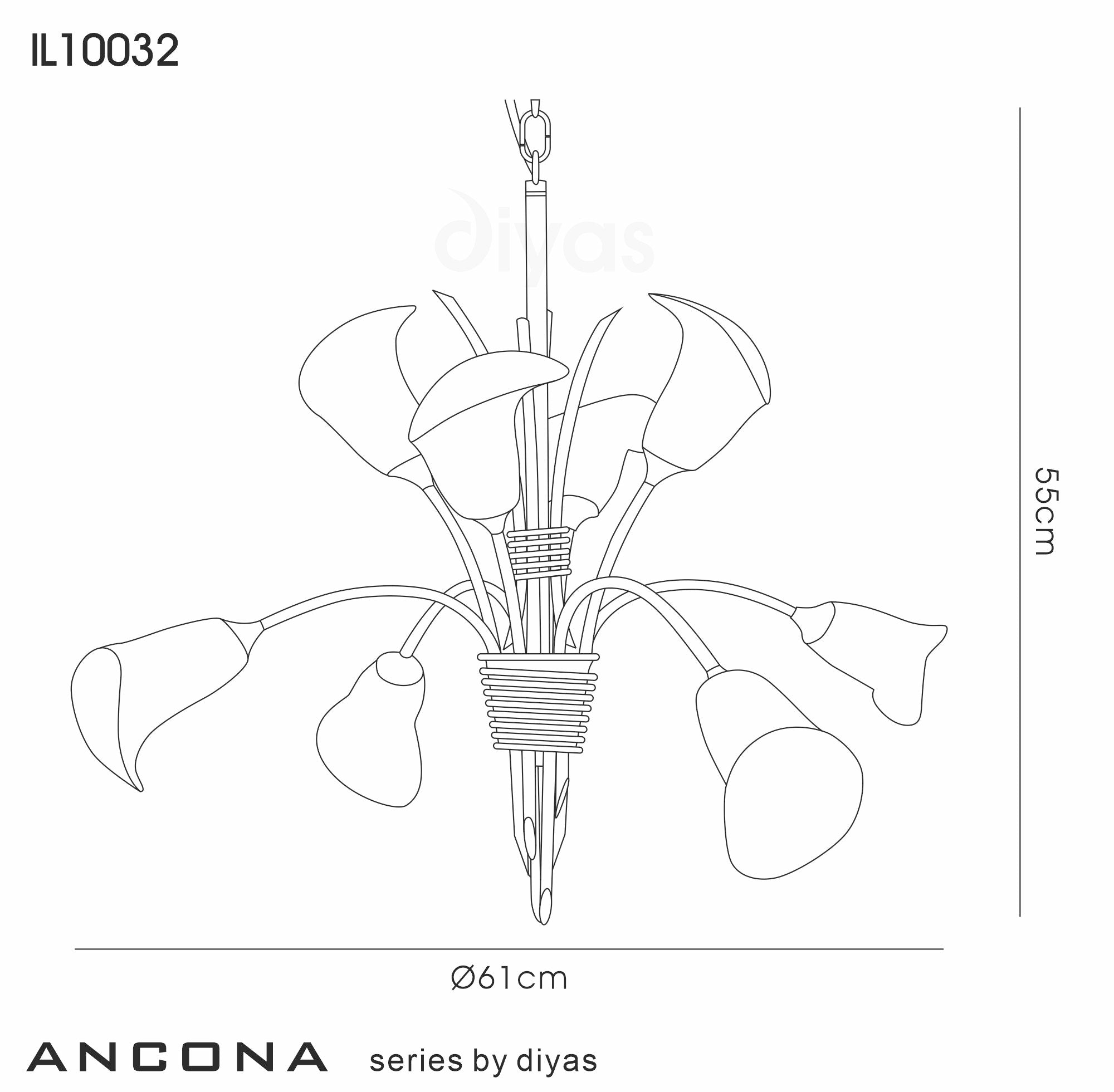 Diyas - Ancona Pendant in Satin Gold With Frosted Lily Shaped Shades (Diyas IL10032) - Luminosity Designs Ltd