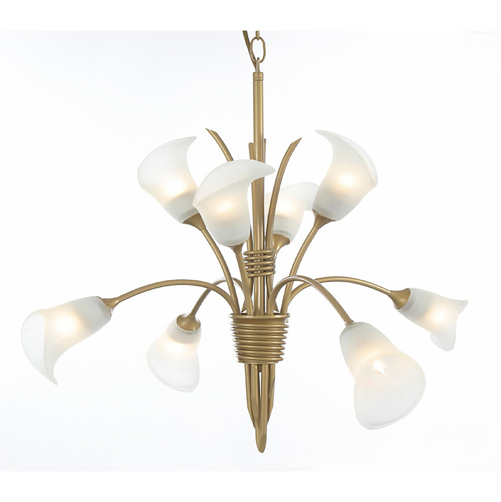 Diyas - Ancona Pendant in Satin Gold With Frosted Lily Shaped Shades (Diyas IL10032) - Luminosity Designs Ltd