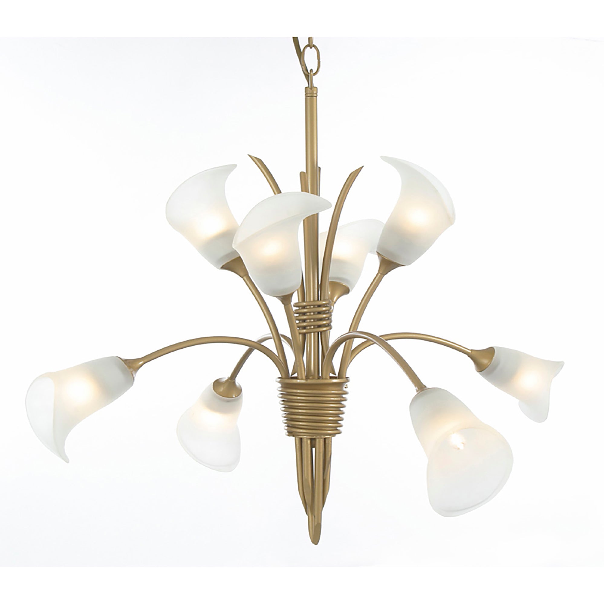 Diyas - Ancona Pendant in Satin Gold With Frosted Lily Shaped Shades (Diyas IL10032) - Luminosity Designs Ltd