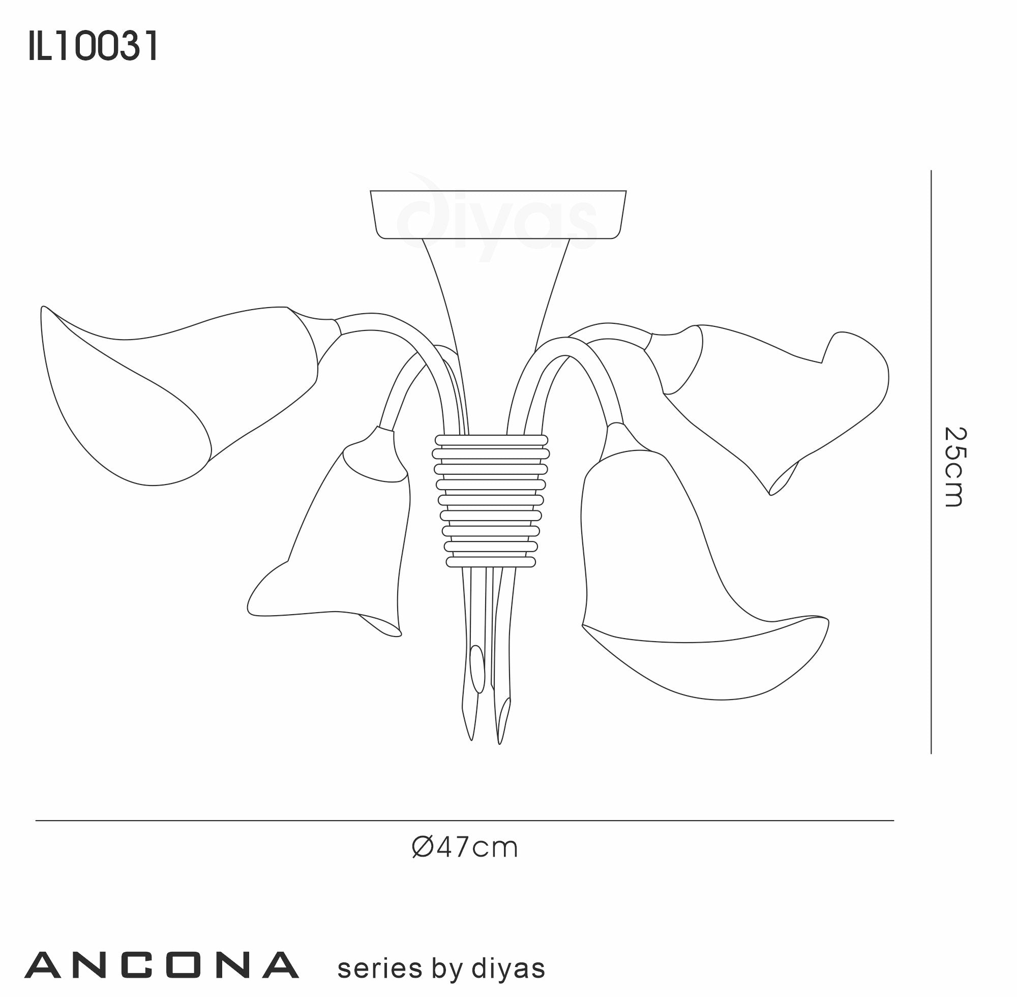 Diyas - Ancona Semi Flush Ceiling Light - Luminosity Designs Ltd